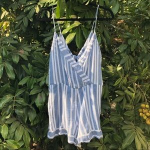 Tularosa revolve blue white striped romper